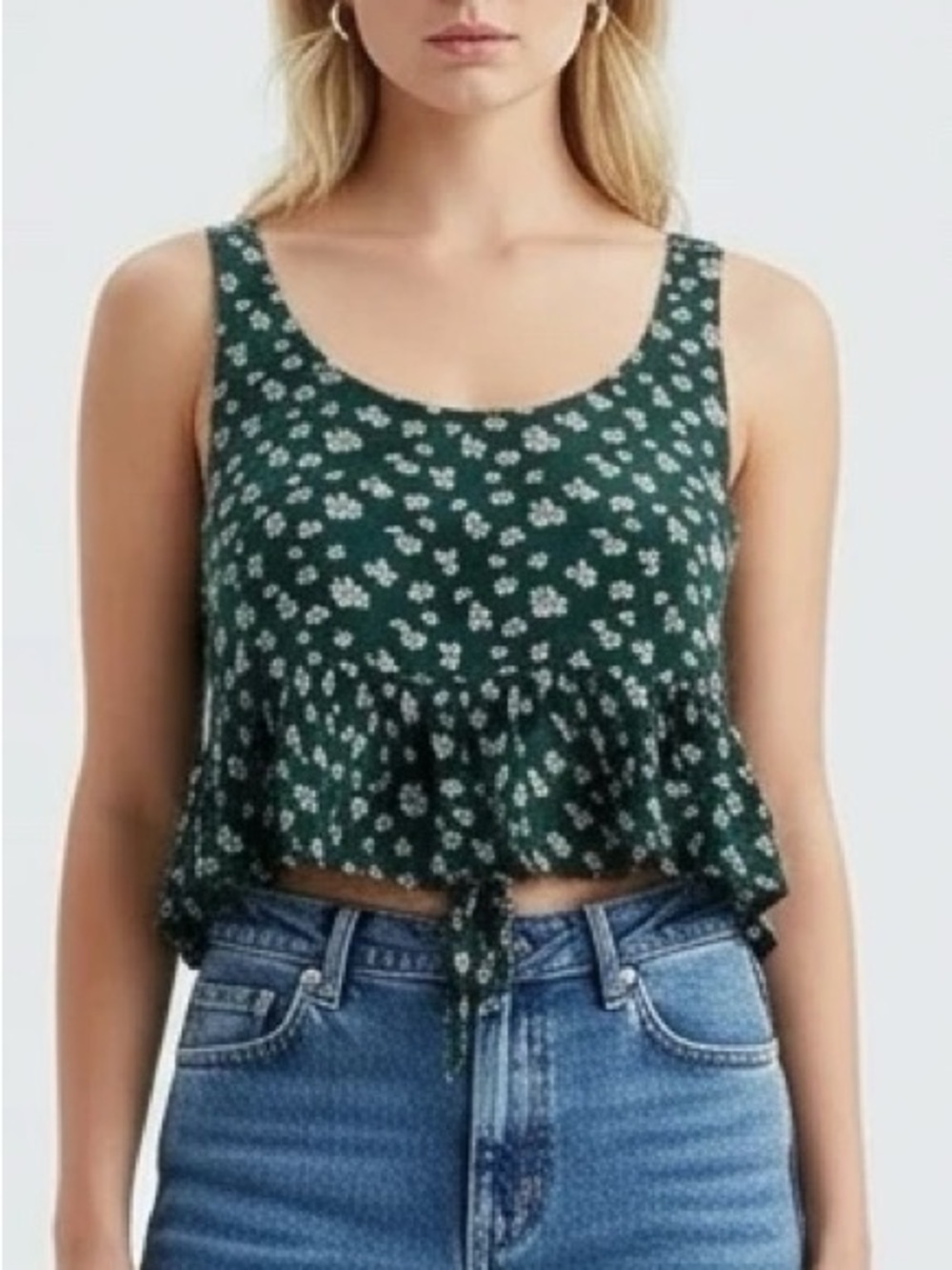 Pacsun LA Hearts Green Floral Print Crop Top